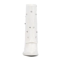 Olivia Miller Womens Bling Stacked Heel Booties