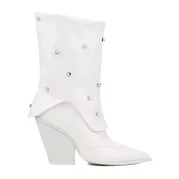 Olivia Miller Womens Bling Stacked Heel Booties
