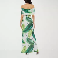 Premier Amour Off The Shoulder Womens Sleeveless Leaf Maxi Dress