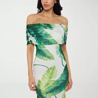 Premier Amour Off The Shoulder Womens Sleeveless Leaf Maxi Dress