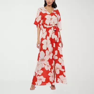 Premier Amour Womens 3/4 Sleeve Floral Maxi Dress