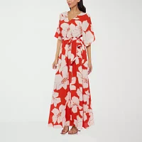 Premier Amour Womens 3/4 Sleeve Floral Maxi Dress