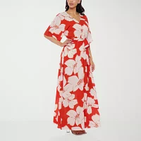 Premier Amour Womens 3/4 Sleeve Floral Maxi Dress
