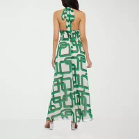 Premier Amour Halter Womens Sleeveless Geometric Maxi Dress