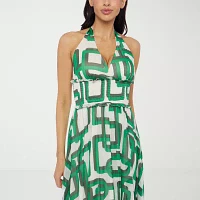 Premier Amour Halter Womens Sleeveless Geometric Maxi Dress