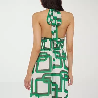 Premier Amour Halter Womens Sleeveless Geometric Maxi Dress