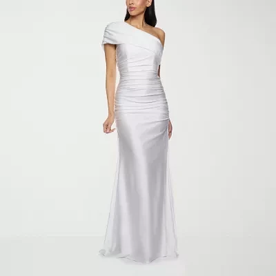 Premier Amour One Shoulder Womens Short Sleeve Evening Gown
