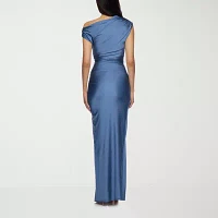 Premier Amour One Shoulder Womens Short Sleeve Evening Gown