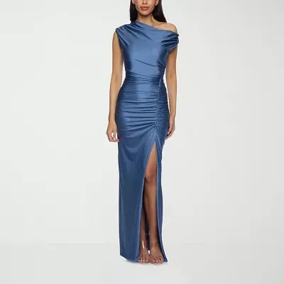 Premier Amour One Shoulder Womens Short Sleeve Evening Gown