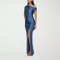 Premier Amour One Shoulder Womens Short Sleeve Evening Gown