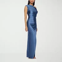 Premier Amour One Shoulder Womens Short Sleeve Evening Gown