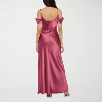 Premier Amour Off The Shoulder Womens Short Sleeve Evening Gown