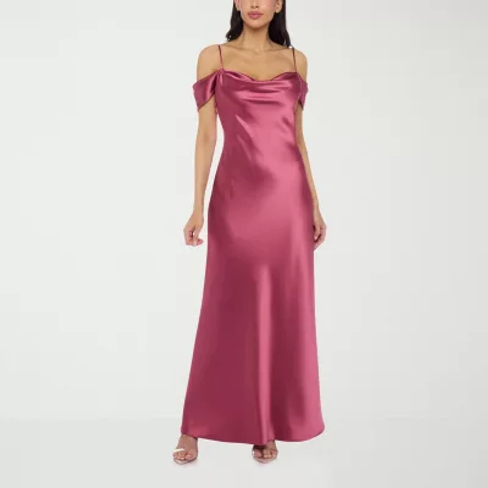 Premier Amour Off The Shoulder Womens Short Sleeve Evening Gown