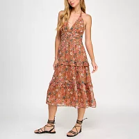 City Triangle Womens Animal Midi Fit + Flare Dress Juniors