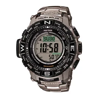 Casio Pro Trek Mens Atomic Time Digital Silver Tone Strap Watch Prw3500t-7cr