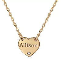 Personalized Diamond Accent Heart Name Pendant Necklace