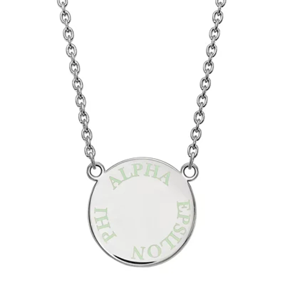 Alpha Epsilon Pi Enamel Sterling Silver Disc Pendant Necklace