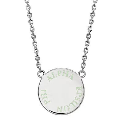 Alpha Epsilon Pi Enamel Sterling Silver Disc Pendant Necklace