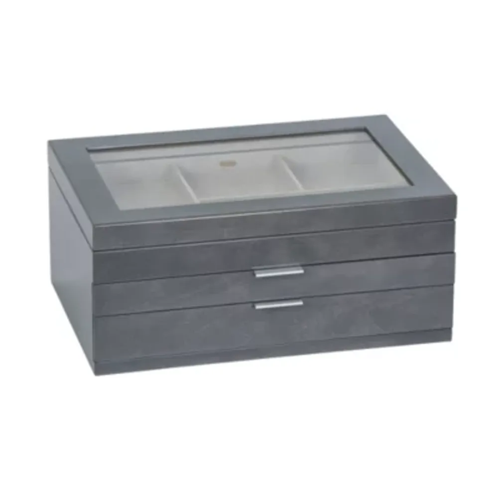 Mele and Co Misty Glass Top Grey Jewelry Box