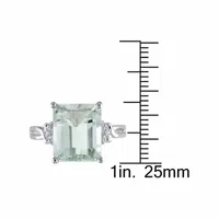 Womens Diamond Accent Genuine Green Quartz Sterling Silver Cocktail Ring