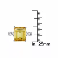 Womens Genuine Yellow Citrine Sterling Silver Cocktail Ring