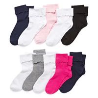 Total Girl Big Girls 10-pc. Turncuff Socks