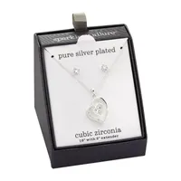 Sparkle Allure 2-pc. Cubic Zirconia Pure Silver Over Brass Heart Jewelry Set