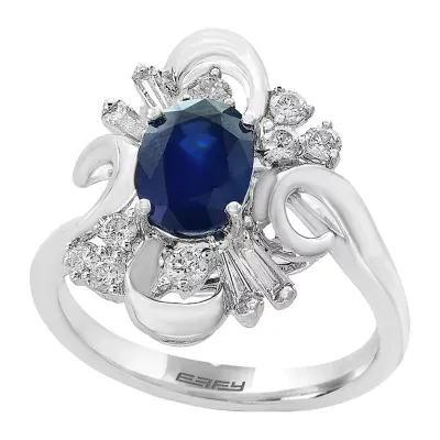 LIMITED QUANTITIES! Effy Final Call Womens Genuine Blue Sapphire & 1/2 CT. T.W. Genuine Diamond 14K White Gold Cocktail Ring