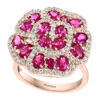 LIMITED QUANTITIES! Effy Final Call Womens Lead Glass-Filled Red Ruby 14K Rose Gold Cocktail Ring