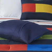 Urban Habitat Kids Emmett 5-Pc Stripes 100% Cotton Comforter Set with Decorative Pillows