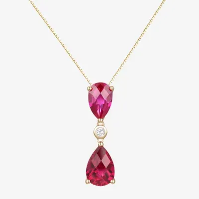 Womens Gemstone 14K Gold Over Silver Pear Pendant Necklace