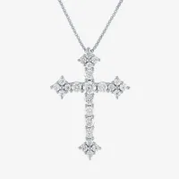 (G-I / Si1-I1) Womens 3/4 CT. T.W. Lab Grown White Diamond 10K White Gold Cross Pendant Necklace