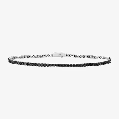 1 CT. T.W. Natural Black Diamond 10K White Gold 8 1/2 Inch Tennis Bracelet