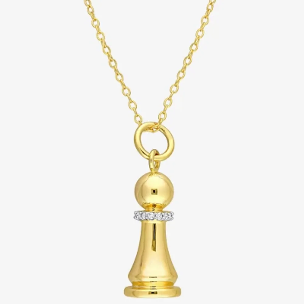 Womens Diamond Accent Genuine White 18K Gold Over Silver Pendant Necklace