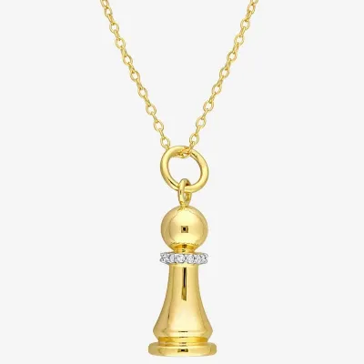 Womens Diamond Accent Genuine White 18K Gold Over Silver Pendant Necklace