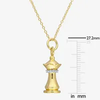 Chess Piece Womens Diamond Accent Natural White Diamond 18K Gold Over Silver Pendant Necklace