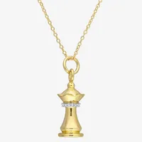 Chess Piece Womens Diamond Accent Natural White Diamond 18K Gold Over Silver Pendant Necklace