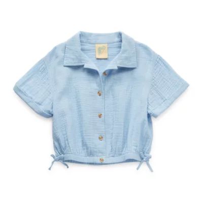 Thereabouts Little & Big Girls Short Sleeve Camp Shirt