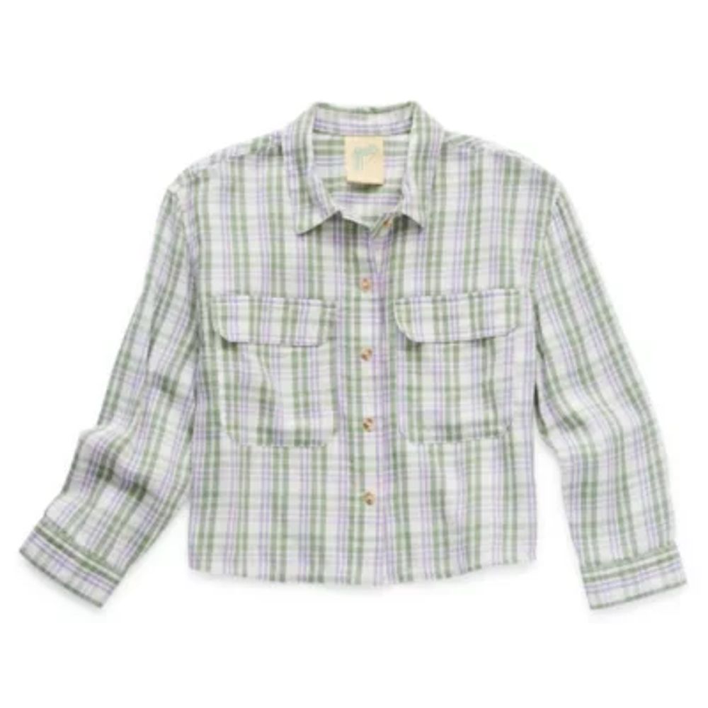 Thereabouts Little & Big Girls Long Sleeve Button-Down Shirt