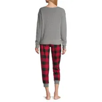 North Pole Trading Co. Very Merry Womens Maternity Round Neck Long Sleeve 2-pc. Pant Pajama Set
