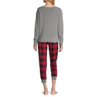 North Pole Trading Co. Very Merry Womens Maternity Round Neck Long Sleeve 2-pc. Matching Family Pant Pajama Set