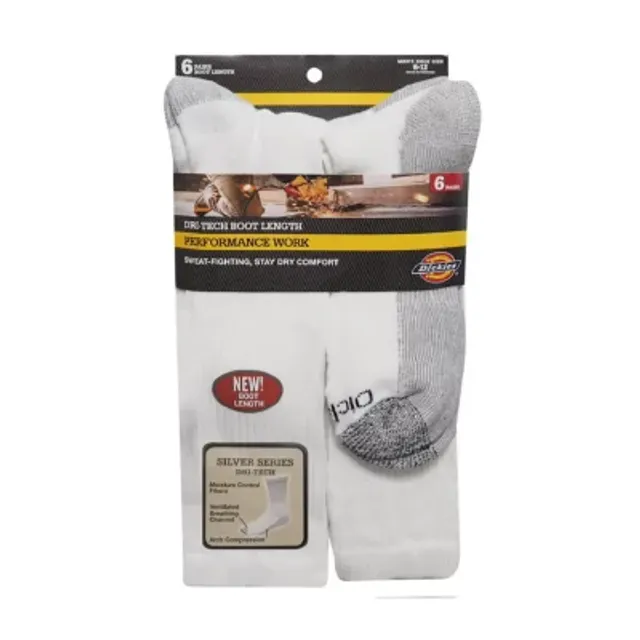 Dickies Stain Resistant 6 Pair Quarter Socks Mens, Color: White