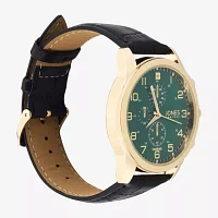Jones N.Y. Mens Chronograph Black Leather Strap Watch 50594g-42-X02