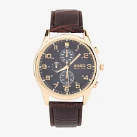 Jones N.Y. Mens Chronograph Brown Leather Strap Watch 50594g-42-J16