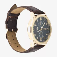 Jones N.Y. Mens Chronograph Brown Leather Strap Watch 50594g-42-J16