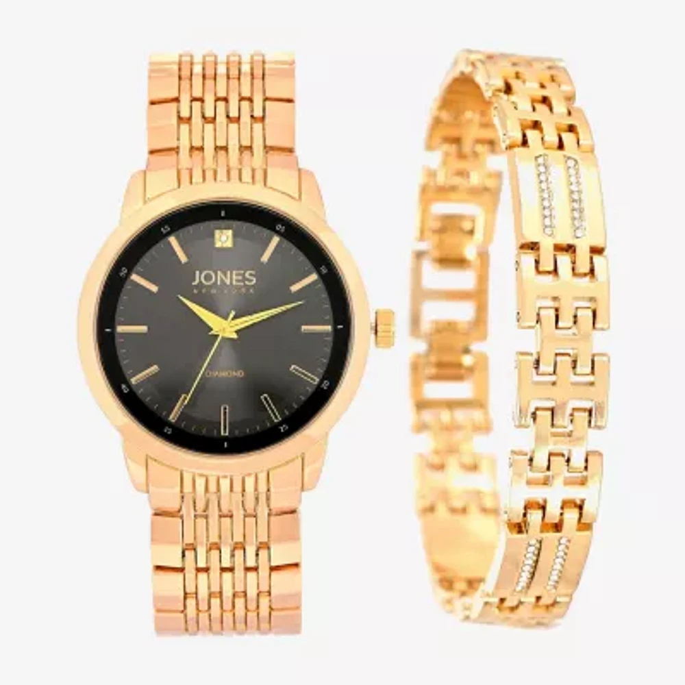 Jones N.Y. Mens Gold Tone Bracelet Watch M0183g-42-G27