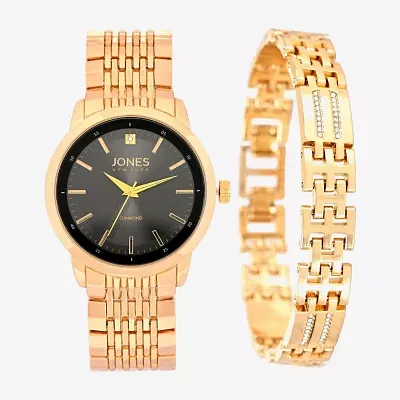 Jones N.Y. Mens Gold Tone Bracelet Watch M0183g-42-G27