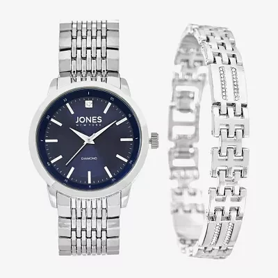 Jones N.Y. Mens Silver Tone Bracelet Watch M0183s-42-J28
