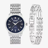 Jones N.Y. Mens Silver Tone Bracelet Watch M0183s-42-J28