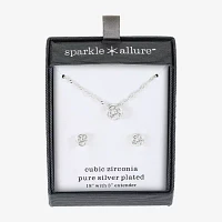 Sparkle Allure Womens Cubic Zirconia Pure Silver Over Brass Round 2-pc. Jewelry Set